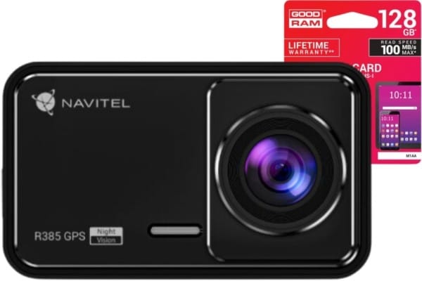 Zestaw Wideorejestrator kamera samochodowa Navitel R385 2K GPS + karta 128GB