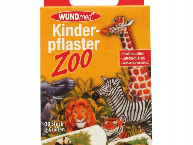 PLASTRY OPATRUNKI DLA DZIECI ZOO ZWIERZĘTA 10 SZT DE WUNDMED NIEMIECKIE