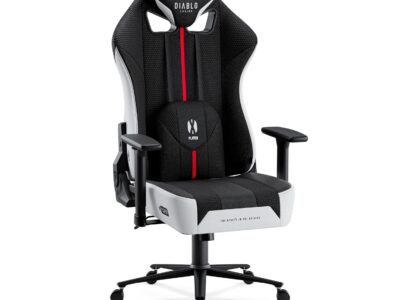Materiałowy fotel gamingowy Diablo X-Player 2.0 King Size, biało-czarny