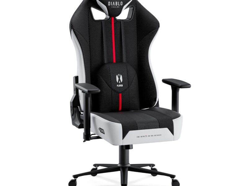 Materiałowy fotel gamingowy Diablo X-Player 2.0 King Size, biało-czarny