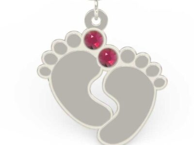 Naszyjnik z łańcuszkiem w kształcie stóp ze srebra z cyrkoniami Swarovski ROSE – Grawer GRATIS!