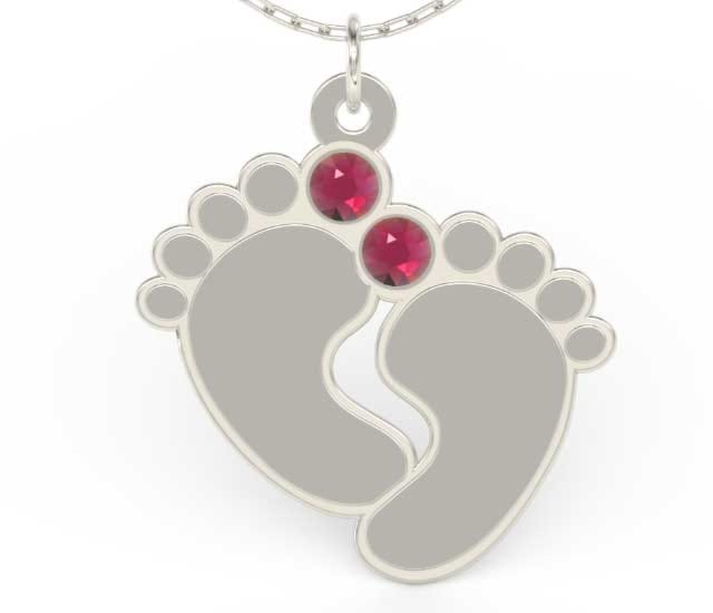 Naszyjnik z łańcuszkiem w kształcie stóp ze srebra z cyrkoniami Swarovski ROSE – Grawer GRATIS!