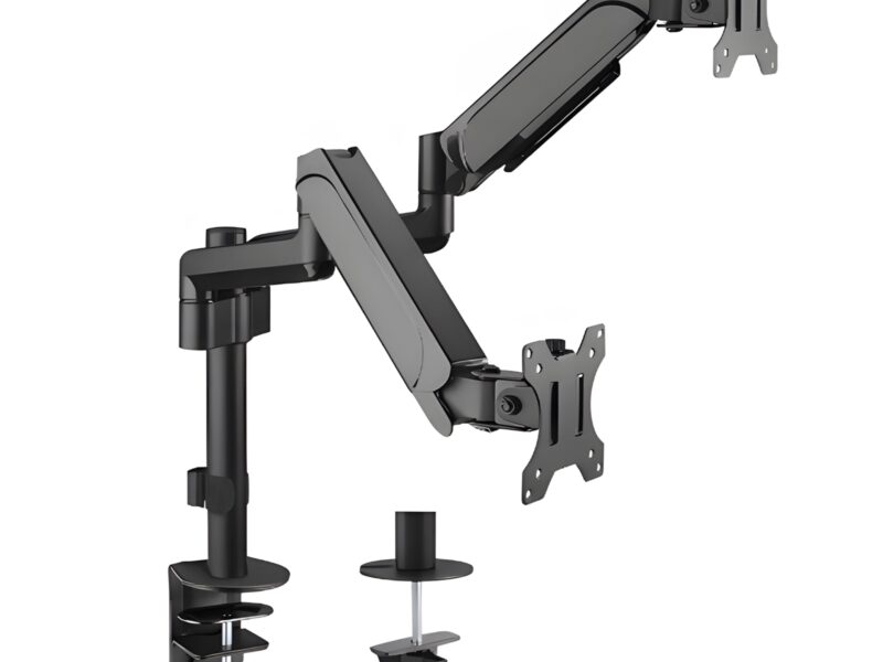 Podwójny uchwyt na monitor 32 cale, biurkowy, standard VESA, regulowany sprężyną gazową SolidHand-AS02