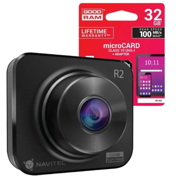 Zestaw Wideorejestrator kamera samochodowa Navitel R2 + karta microSD 32 GB