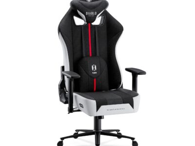 Materiałowy fotel gamingowy Diablo X-Player 2.0 Normal Size, biało-czarny