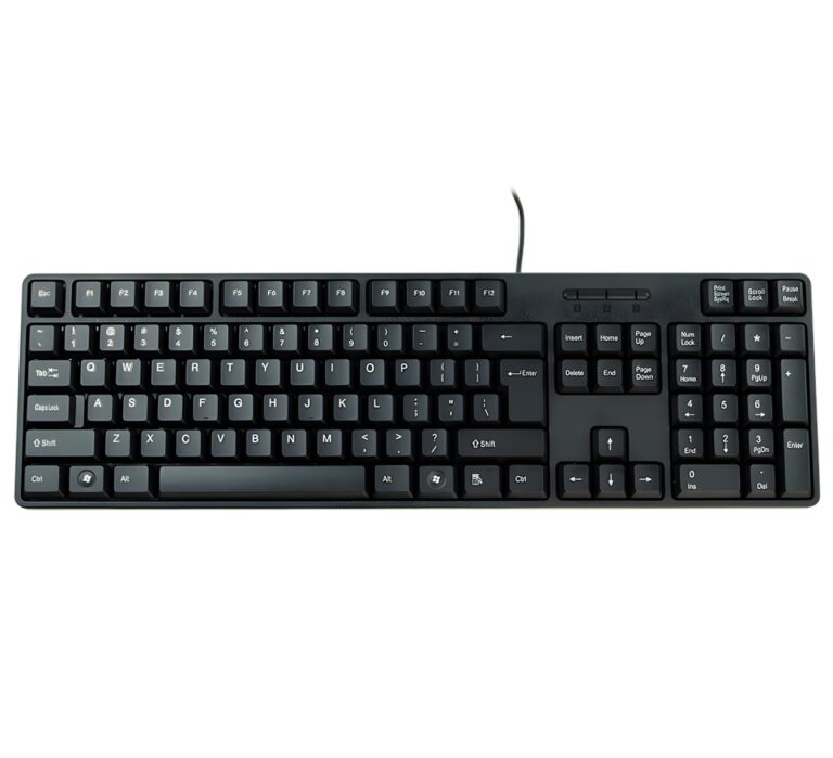 Klawiatura komputerowa z blokiem numerycznym, przewodowa na USB z układem QWERTY, klasyczna typerCLAW-PC100