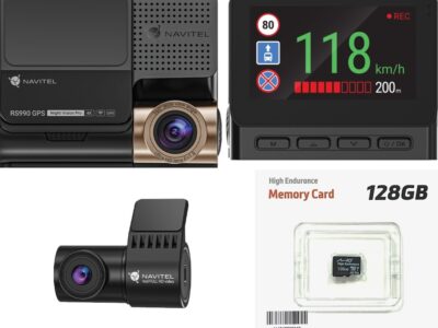 Wideorejestrator NAVITEL RS990 GPS Dual (przód + tył) 4K, HDR, ADAS, Prędkościomierz + karta 128GB