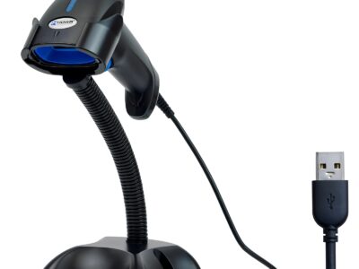 Czytnik kodów kreskowych z podstawką, przewodowy USB, automatyczne skanowanie i odczyt kodów z LCD HD10C