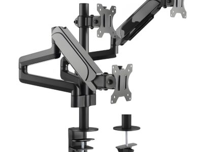 Uchwyt na 3 monitory na biurko, przekątna 17″ – 27″, standard VESA, waga monitora do 7 kg SolidHand-AS03