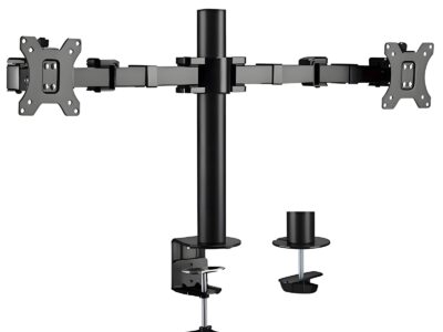 Uchwyt na 2 monitory biurkowy, przekątna 17″-32″, standard VESA, waga monitora do 12 kg SolidHand-AM02