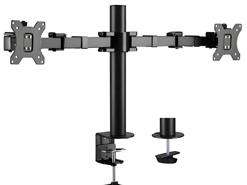 Uchwyt na 2 monitory biurkowy, przekątna 17″-32″, standard VESA, waga monitora do 12 kg SolidHand-AM02