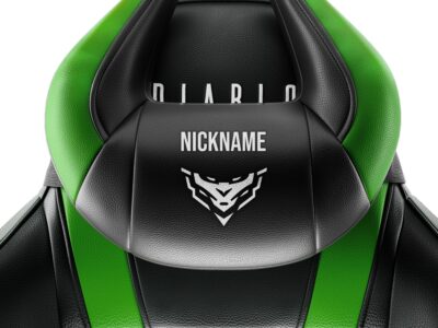Poduszka zagłówek Diablo X-Horn ze spersonalizowanym haftem, czarno-zielona