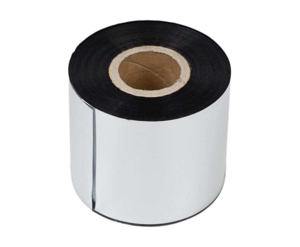 Taśma termotransferowa woskowo-żywiczna, czarna 54 mm x 300 metrów na rolce FI25 ETK-RIB-WZ-54×300-FI25