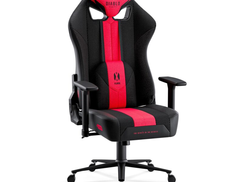 Materiałowy fotel gamingowy Diablo X-Player 2.0 King Size, karmazynowo-antracytowy