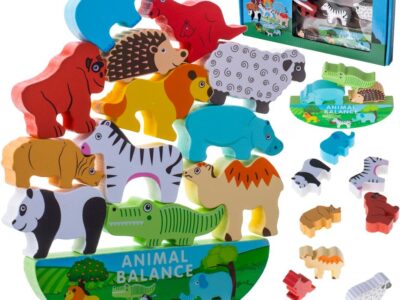 Gra zręcznościowa montessori układanka balansująca klocki zwierzątka drewniane