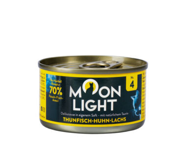 80 gram MOONLIGHT DINNER 4 Karma mokra w puszcze TUŃCZYK, KURCZAK i ŁOSOŚ.
