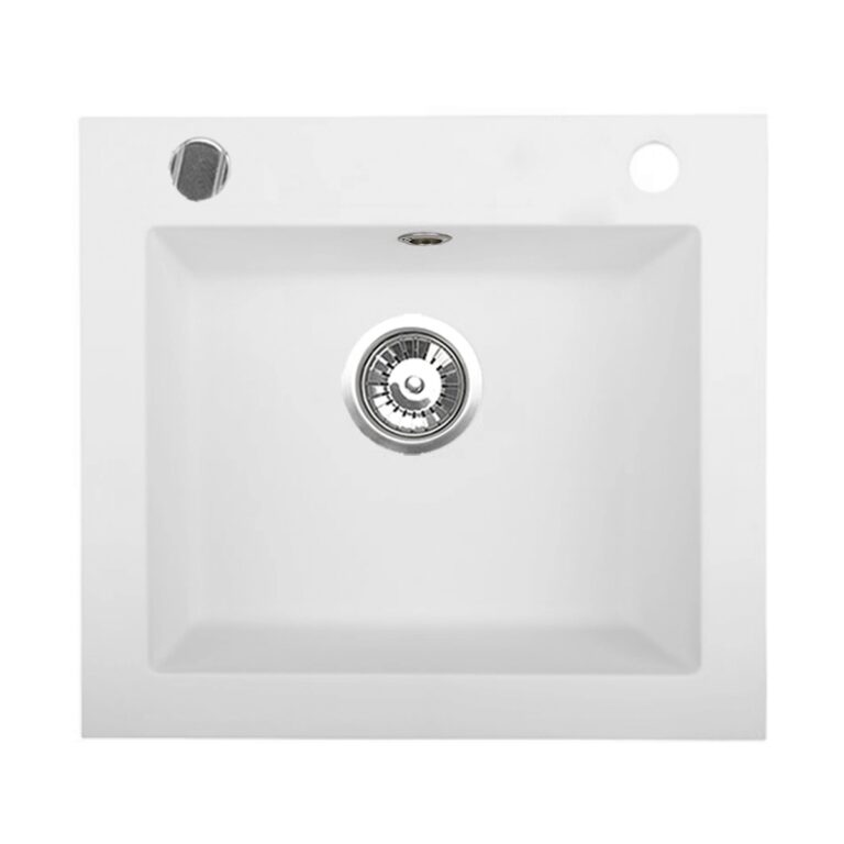Zlewozmywak granitowy jednokomorowy bez ociekacza Argo kolor biały | do szafki 45 cm | do małych kuchni