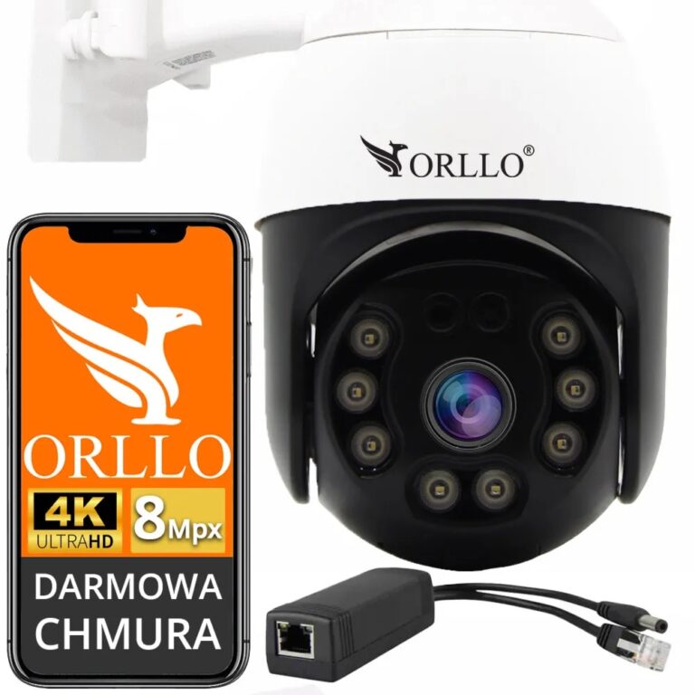 Kamera WiFi IP Zewnętrzna Obrotowa ORLLO Z20 4K z Splitterem POE