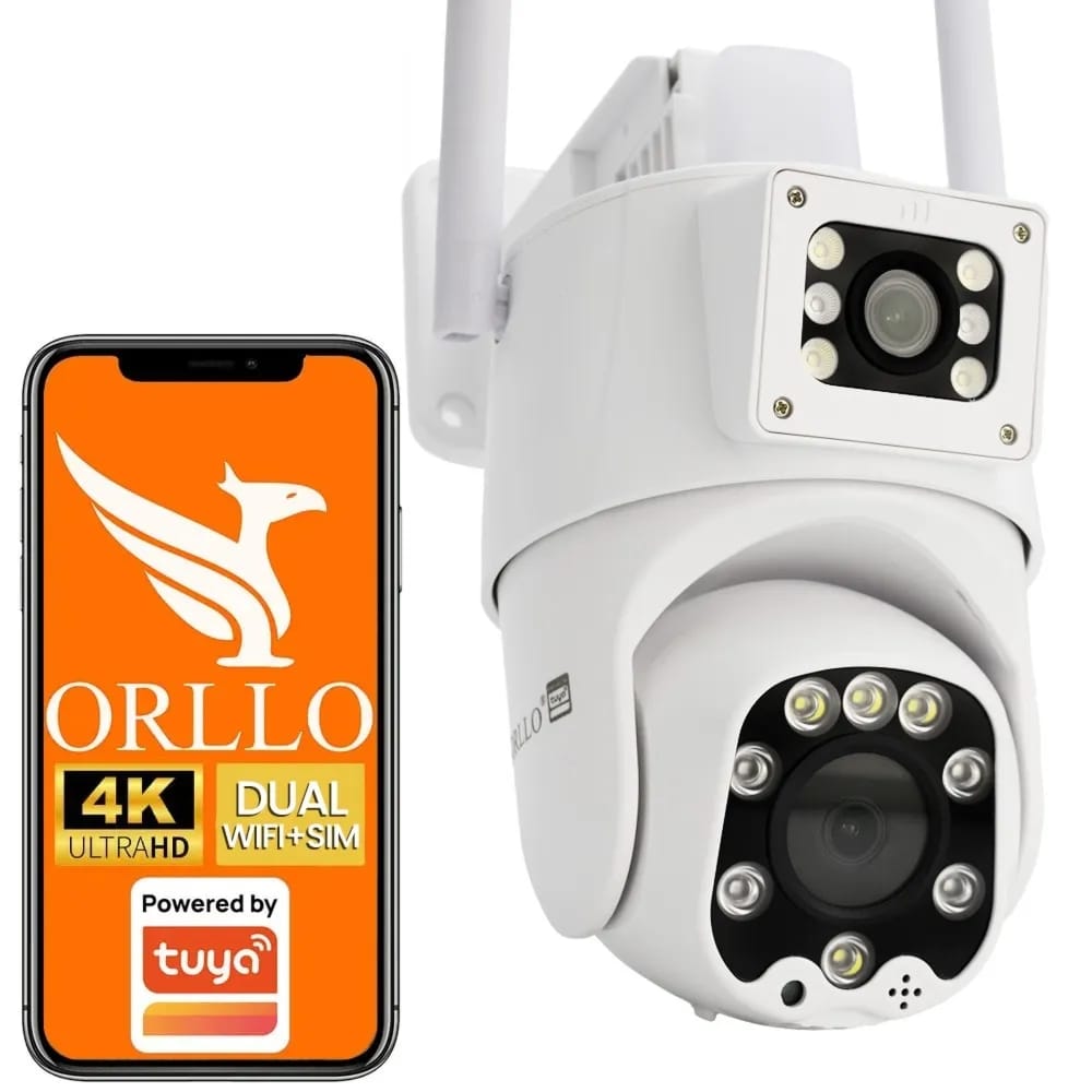 Kamera Zewnętrzna 4K Obrotowa WIFI i SIM 2 Obiektywy ORLLO TZ8 4K DUAL