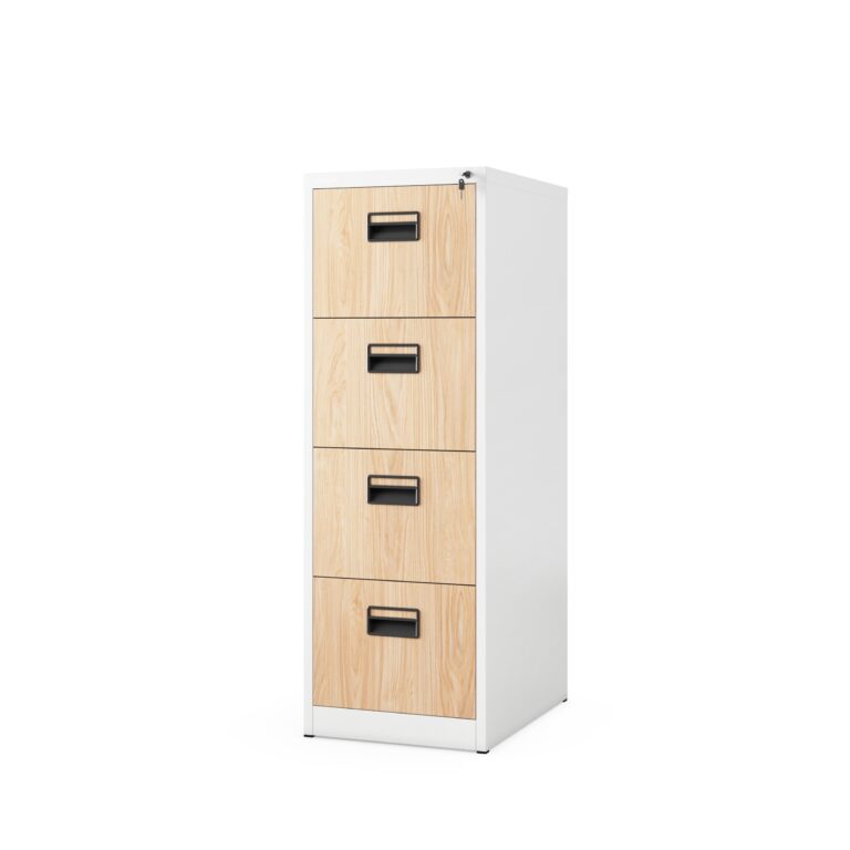 Szafa kartotekowa metalowa z 4 szufladami biała/dąb sonoma, 460x1320x620 mm: SARA Eco Design