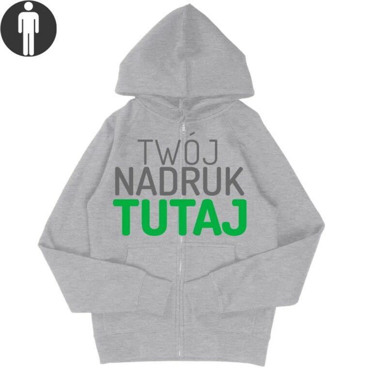 Bluza męska rozpinana z kapturem z własnym nadrukiem