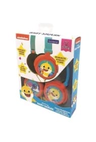 Składane słuchawki przewodowe stereo Baby Shark z głośnością bezpieczną dla dzieci Lexibook HP015BS