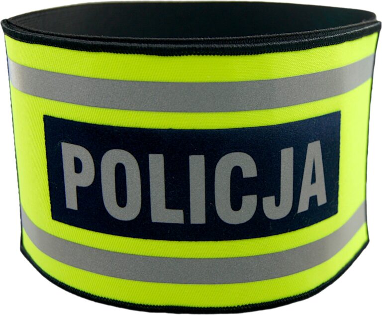 Opaska naramienna odblaskowa POLICJA – z gumą