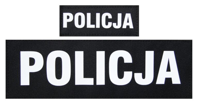 Komplet napisów odblaskowych POLICJA na kamizelkę taktyczną – czarne