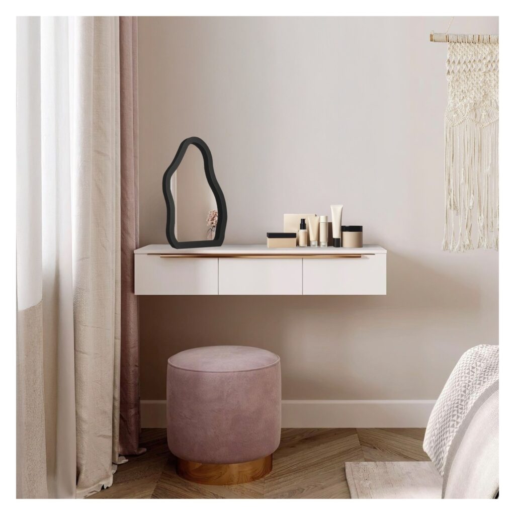 Lusterko kosmetyczne w czarnej ramie mdf – STONE PETITE