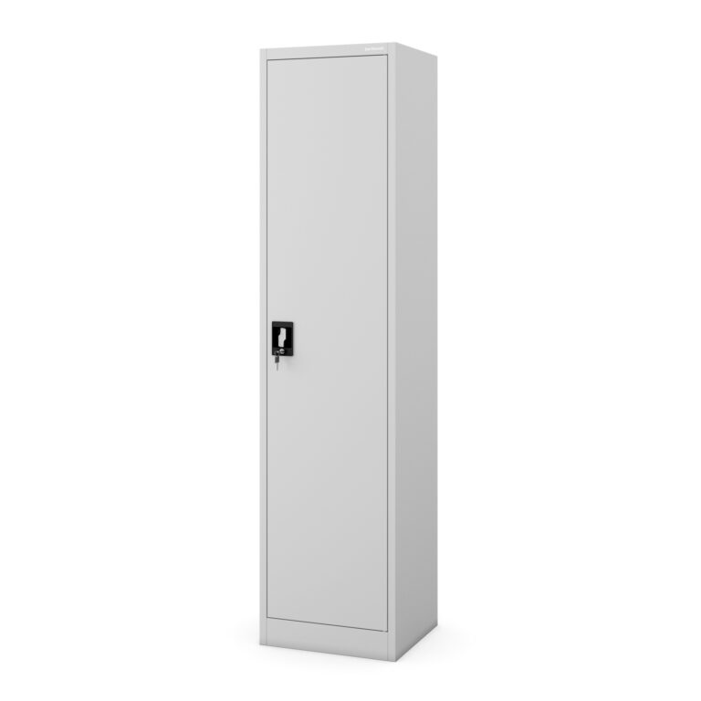 Szafa biurowa metalowa na akta, wąska, szara, 450x1850x400 mm: ALEX