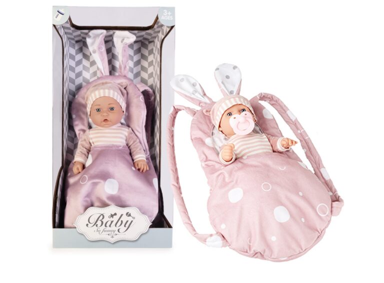 Zestaw Lalka Bobas 30cm Akcesoria Plecak Smoczek dla Dzieci 3+