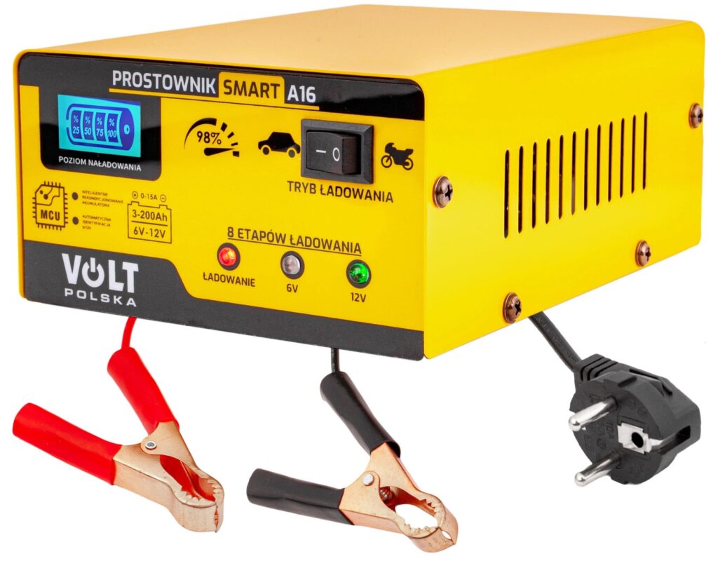 Prostownik ładowarka do akumulatora LCD 6/12V 15A SMART A16 VOLT POLSKA Prostownik ładowarka do akumulatora LCD 6/12V 15A SMART A16 VOLT POLSKA